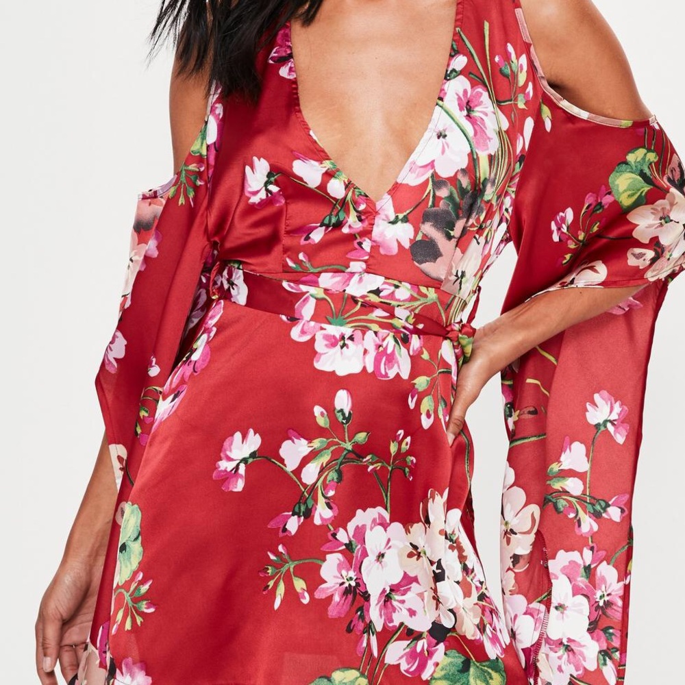 Missguided Red Floral Mini Dress -NWT